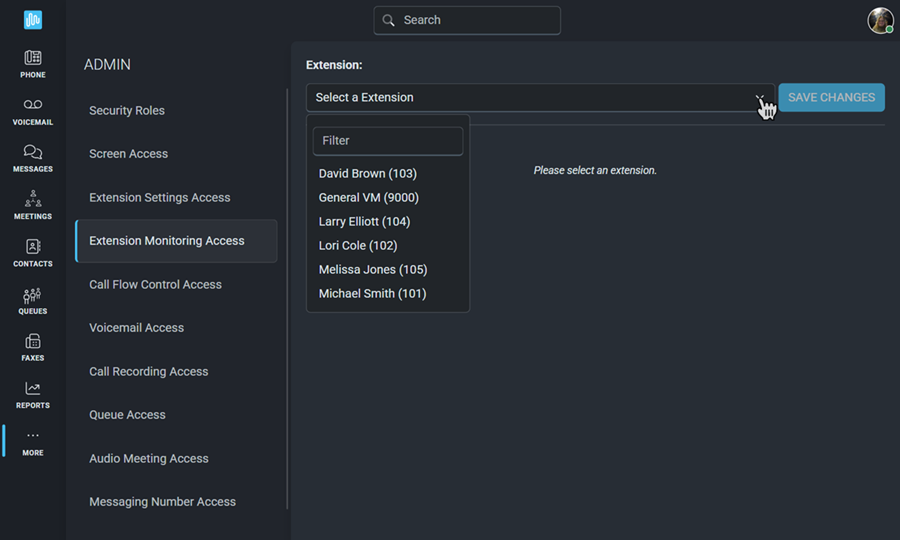 Select Extension Monitor